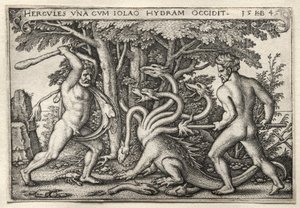 The Labors of Hercules: Hercules Killing the Lernean Hydra by Hans Sebald Beham