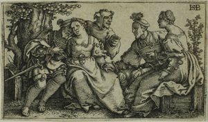 Two Couples and the Buffoon by Hans Sebald Beham