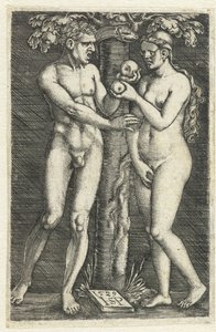Temptation of Adam and Eve in Paradise by Hans Sebald Beham