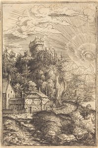 Landscape with a Castle and Radiating Sun by Hans Sebald Lautensack