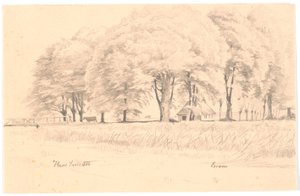 Landscape at Esrom, with a Stream and a Bridge in the Foreground, Tall Trees and a House in the Background by Hans Smidth