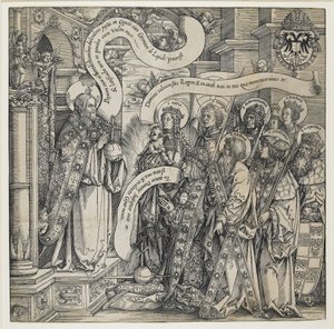 Maximilian Presented by his Patron Saints to the Almighty, 1519 by Hans Springinklee
