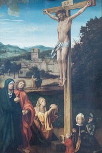 Christ crucified with Mary, St John, St Mary Magdalen and patrons
