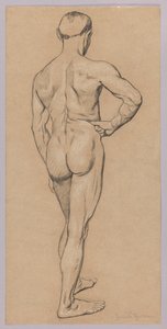 Male nude seen from behind by Hans Thoma
