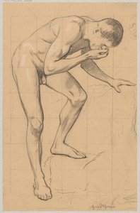 Nude of a Man Bent Forward by Hans Thoma