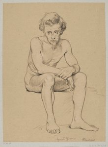 Seated Male Nude by Hans Thoma