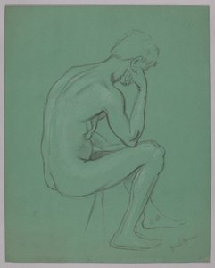 Nude of a Seated Man by Hans Thoma