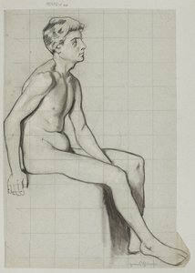 Nude of a Seated Man in Profile by Hans Thoma