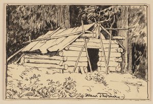 Drawing for the Primer: Hut by Hans Thoma