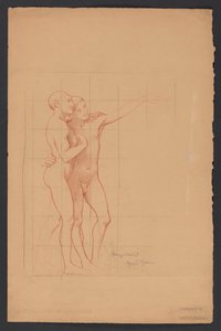 Two Naked Embracing Youths