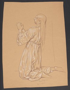 Kneeling Mary Magdalene, (verso: Contour Repetition of the Same Composition)