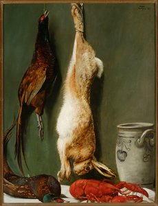 Still Life: Hare, Pheasants, Lobster and Jug by Hans Thoma
