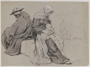 Rest of the Holy Family during the Flight into Egypt by Hans Thoma