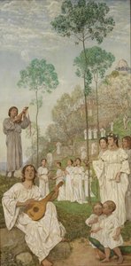 Easter Triptych: Fields of the Blessed (Paradise) by Hans Thoma