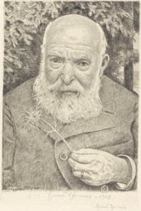 Self-Portrait VI with Flower by Hans Thoma