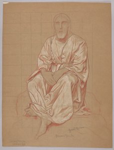 Seated Christ, verso: Repetition of the Same Figure by Hans Thoma