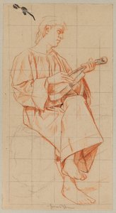 Seated Man with a Violin by Hans Thoma
