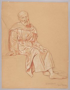 Old Man Sitting on a Stone by Hans Thoma