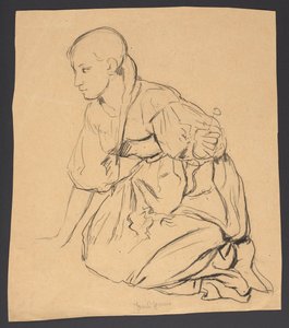 Study of a Girl Kneeling on a Meadow