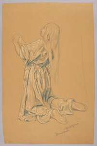 Study of a Kneeling Woman by Hans Thoma