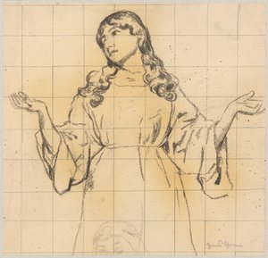 Study of a Young Woman in a Loose Dress with Raised Arms by Hans Thoma