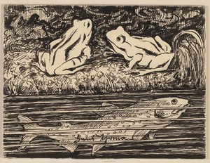 Drawing for a Primer: Frog by Hans Thoma