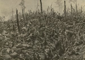 German attack on French blockhouses and trenches in the Bois-le-Pretre after the artillery bombardment of 5 July 1915 by Hans W. (after) Schmidt