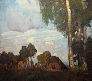Evening Light with Small Cottages