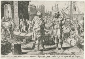 Servant with the Five Talents Trading (Parable of the Talents) by Harmen Jansz Muller