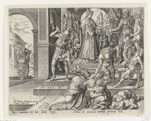 Queen Athaliah Orders the Killing of the Royal Children by Harmen Jansz Muller