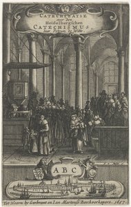 Church Interior (Title Page for: P. de Witte, Catechizatie over den Heidelbergschen catechismus, 1657) by Harmen de Mayer