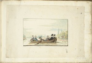 Group of Six People in a Boat on the Zwolle Canal by Harmen ter Borch