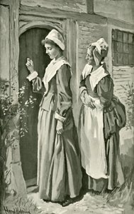 Mercy and Timorous Call on Christiana by Harold Copping