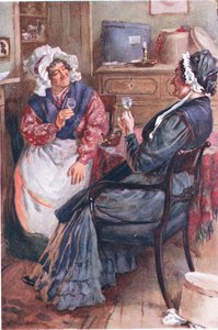 Sarah Gamp and Betsey Prig, illustrations for Character Sketches from Dickens compiled by B.W. Matz, 1924