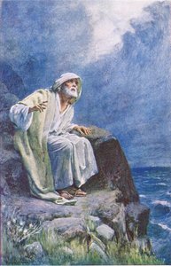 St John on the isle of Patmos, illustration from Harold Copping Pictures: The Crown Series