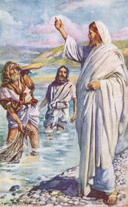 The call of Andrew and Peter, illustration from Harold Copping Pictures: The Crown Series, c.1920s