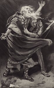 Upon a heath, exposed to the fury of the storm in a dark night, did King Lear wander out? by Harold Copping