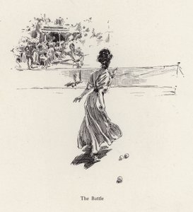 Man and woman playing tennis by Harrison Fisher