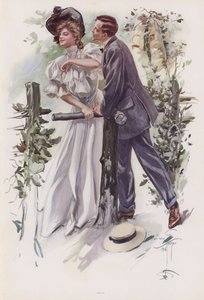 Man Trying to Steal a Kiss from a Young Woman
