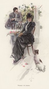 Man waits for an answer from a young woman by Harrison Fisher