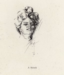 Pen sketch portrait of a woman by Harrison Fisher