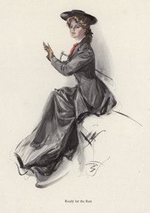 Young woman getting ready to go horse riding by Harrison Fisher
