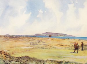 Golf Courses: Dollymount, the first tee, looking towards the Howth by Harry (1878 1950) Rountree