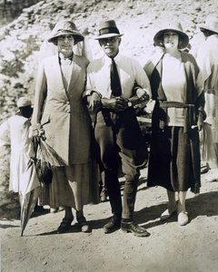 Lady Somerleyton, Colonel Watson Pasha and the Hon. Lady Alexander at the Tomb of Tutankhamun, Valley of the Kings