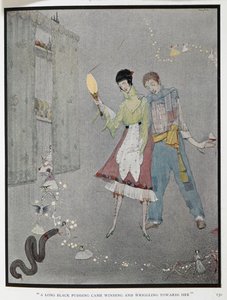 A long black pudding came winding and wriggling towards her. An illustration for the story, 