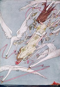 And the Whole Day they Flew Onward, illustration from Wild Swans by Hans Christian Andersen
