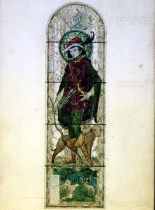 Design for a single light window with the figure of St. Hubert by Harry Clarke