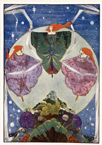 Fairies: They danced with shawls which were woven of mist and moonshine: The elf-hill - in Fairy Tales by Hans Christian Andersen, ill. by Harry Clarke by Harry Clarke
