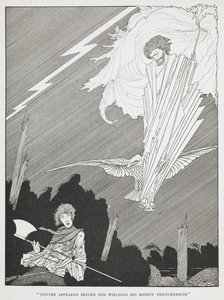 Jupiter appeared before him wielding his mighty thunderbolts. Illustration for 