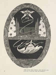 Thumbelina "She Took Her Girdle and Bound One End of It Round the Butterfly" by Harry Clarke